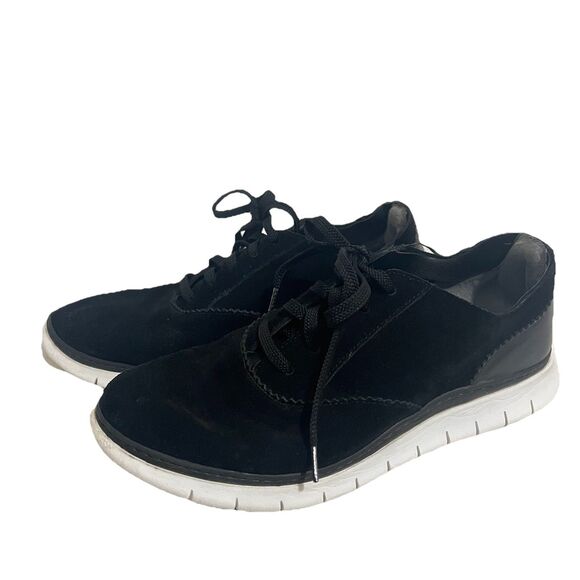 Vionic Women's Taylor Sneaker Size 9.5 Black Suede Lace Up Walking Shoe Comfy - Picture 1 of 9